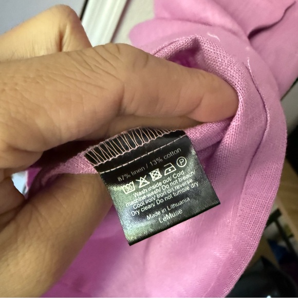 Le Muse lavender lilac linen cotton boat neck bow short sleeve mini dress - Picture 8 of 8